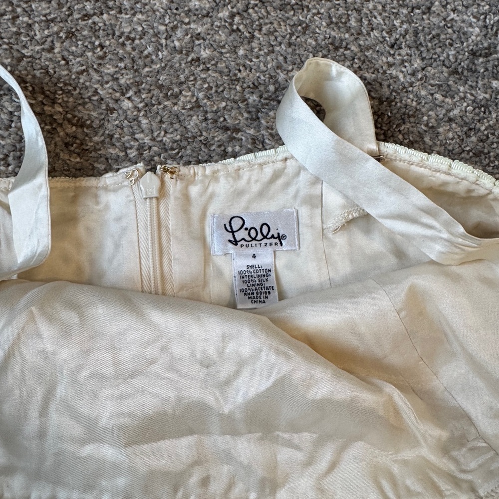 Lilly Pulitzer Cream Light Yellow Eyelet Tank with Satin Trim - Picture 6 of 8